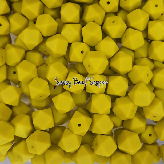 Lemon 14mm Hexagon Silicone Beads - Sassy Bead Shoppe