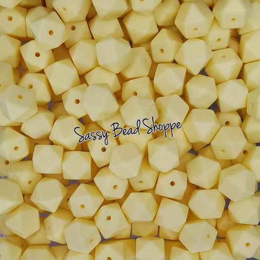 Sassy Bead Shoppe Cream Yellow Hexagon Silicone Beads