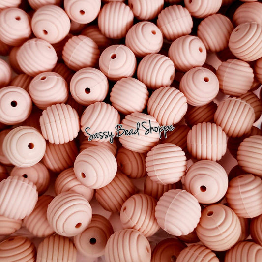 15mm Peach Stripe Silicone Beads - Sassy Bead Shoppe