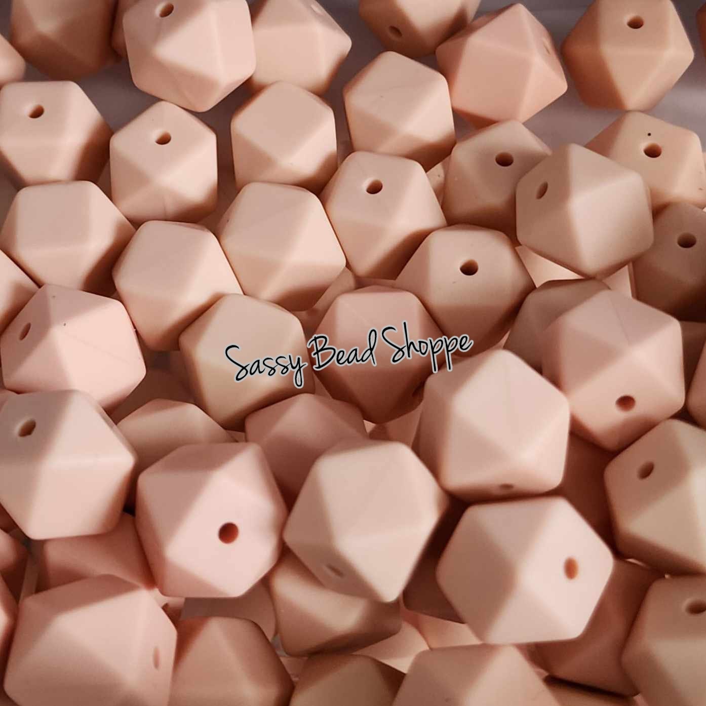 Peach 14mm Hexagon Silicone Beads - Sassy Bead Shoppe