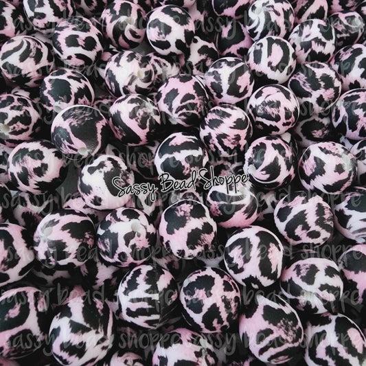 Sassy Bead Shoppe Pink Cheetah Silicone Beads
