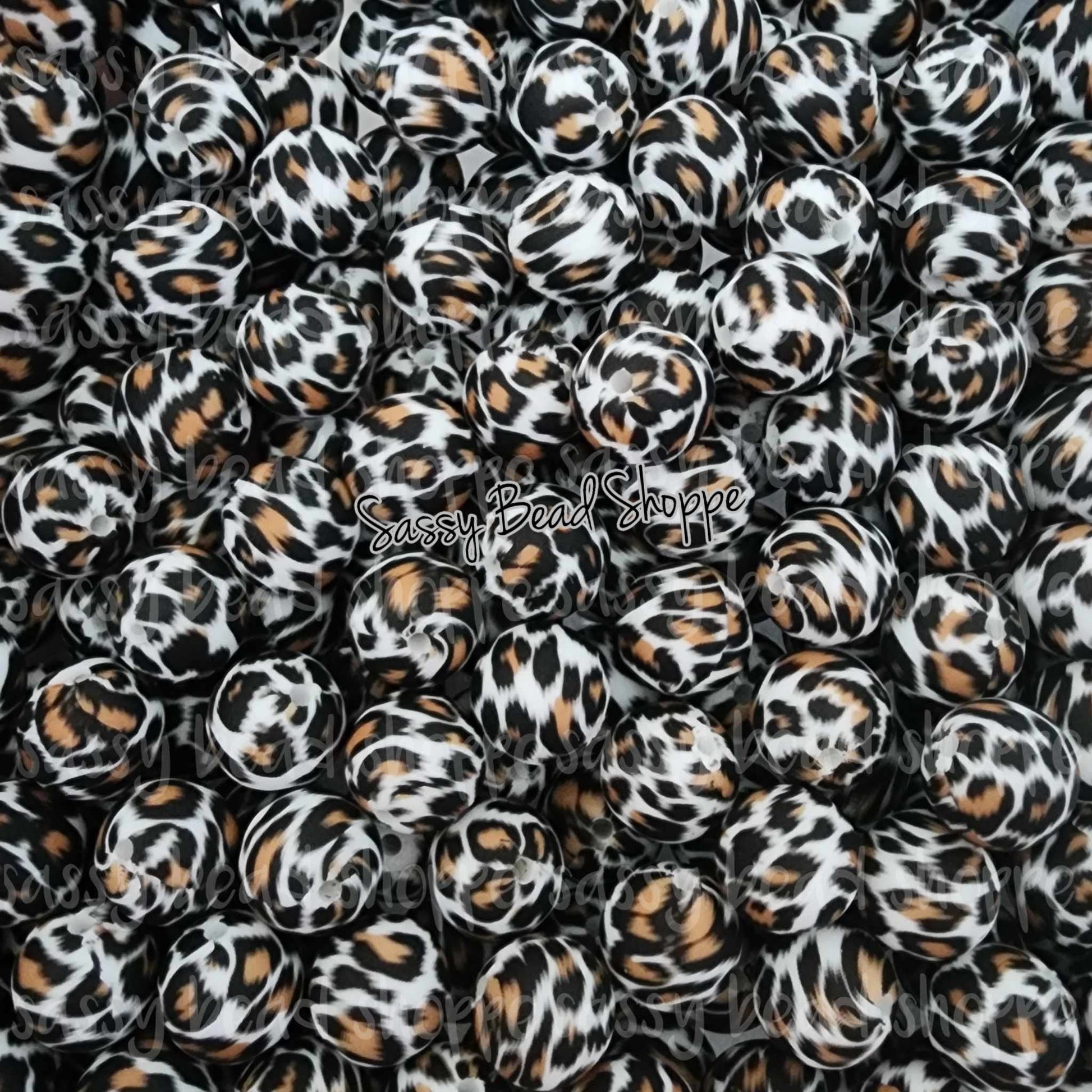 15mm Brown Leopard Silicone Beads - Sassy Bead Shoppe