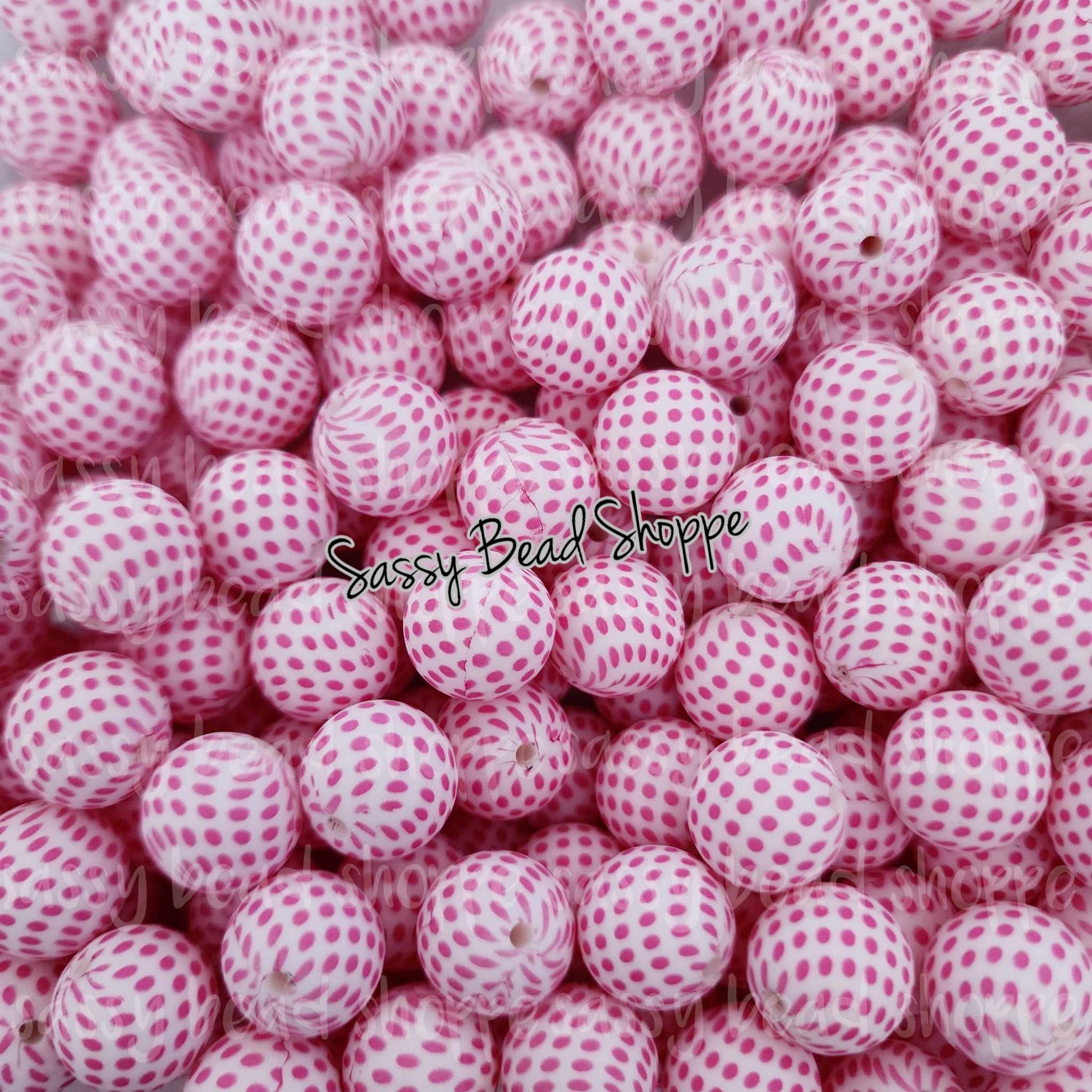 Sassy Bead Shoppe Little Pink Polka Dot Silicone Beads