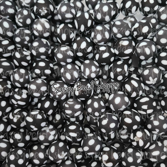 Sassy Bead Shoppe Black Polka Dot Silicone Beads