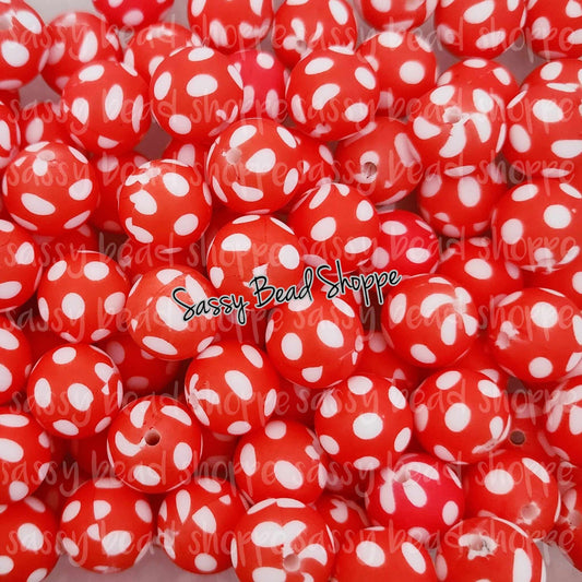 Sassy Bead Shoppe Red Polka Dots Silicone Beads
