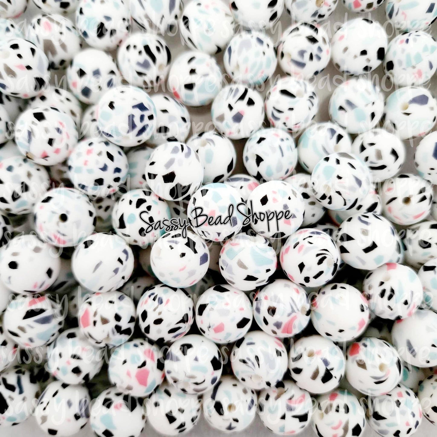 15mm Terrazzo Silicone Beads - Sassy Bead Shoppe