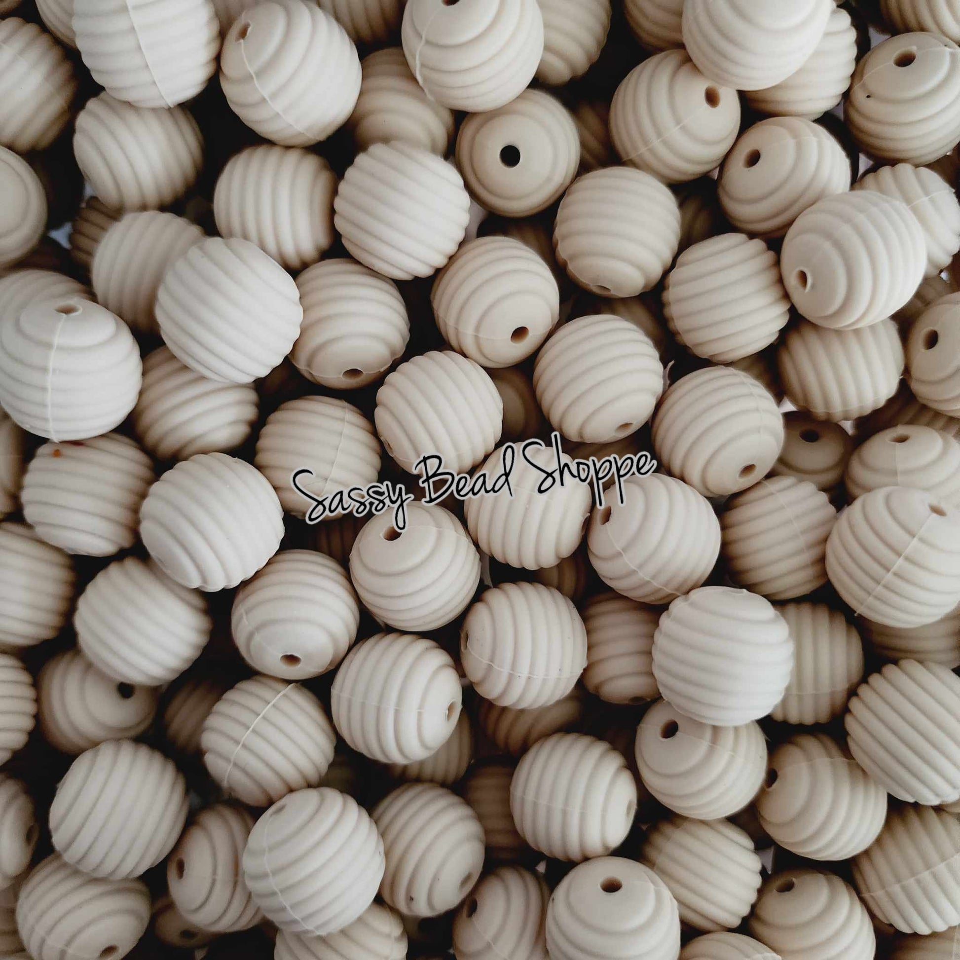 15mm Beige Stripe Silicone Beads - Sassy Bead Shoppe