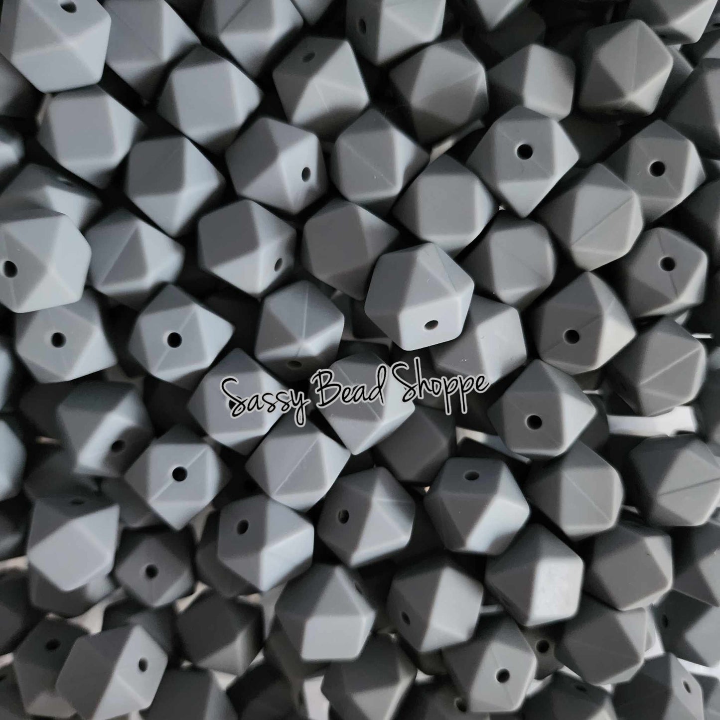 Gray 13mm Hexagon Silicone Beads - Sassy Bead Shoppe