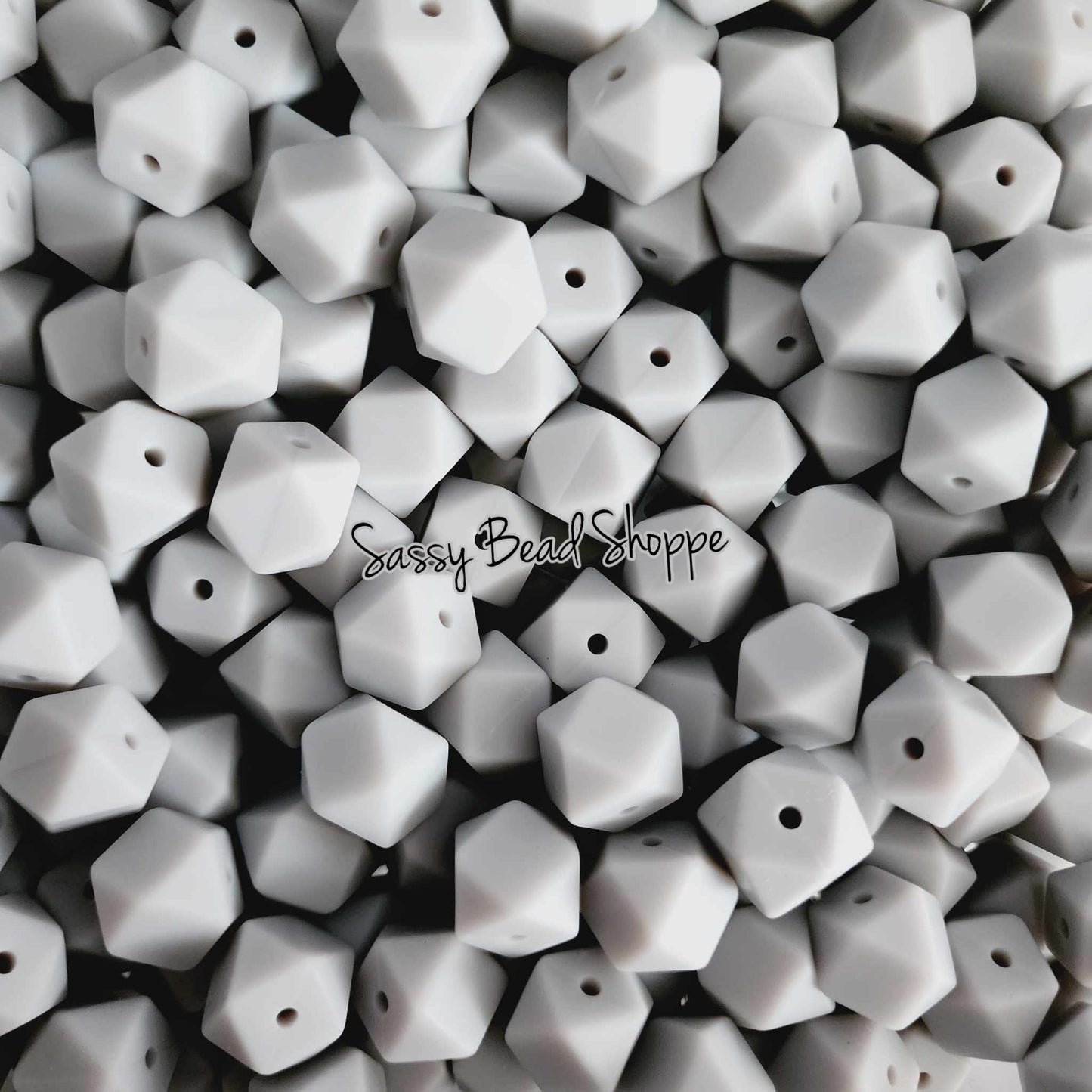 Light Gray 13mm Hexagon Silicone Beads - Sassy Bead Shoppe