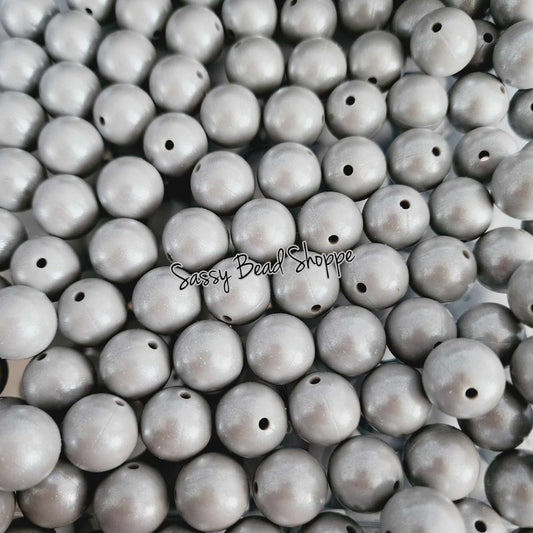 15mm Gray Shimmer Silicone Beads - Sassy Bead Shoppe