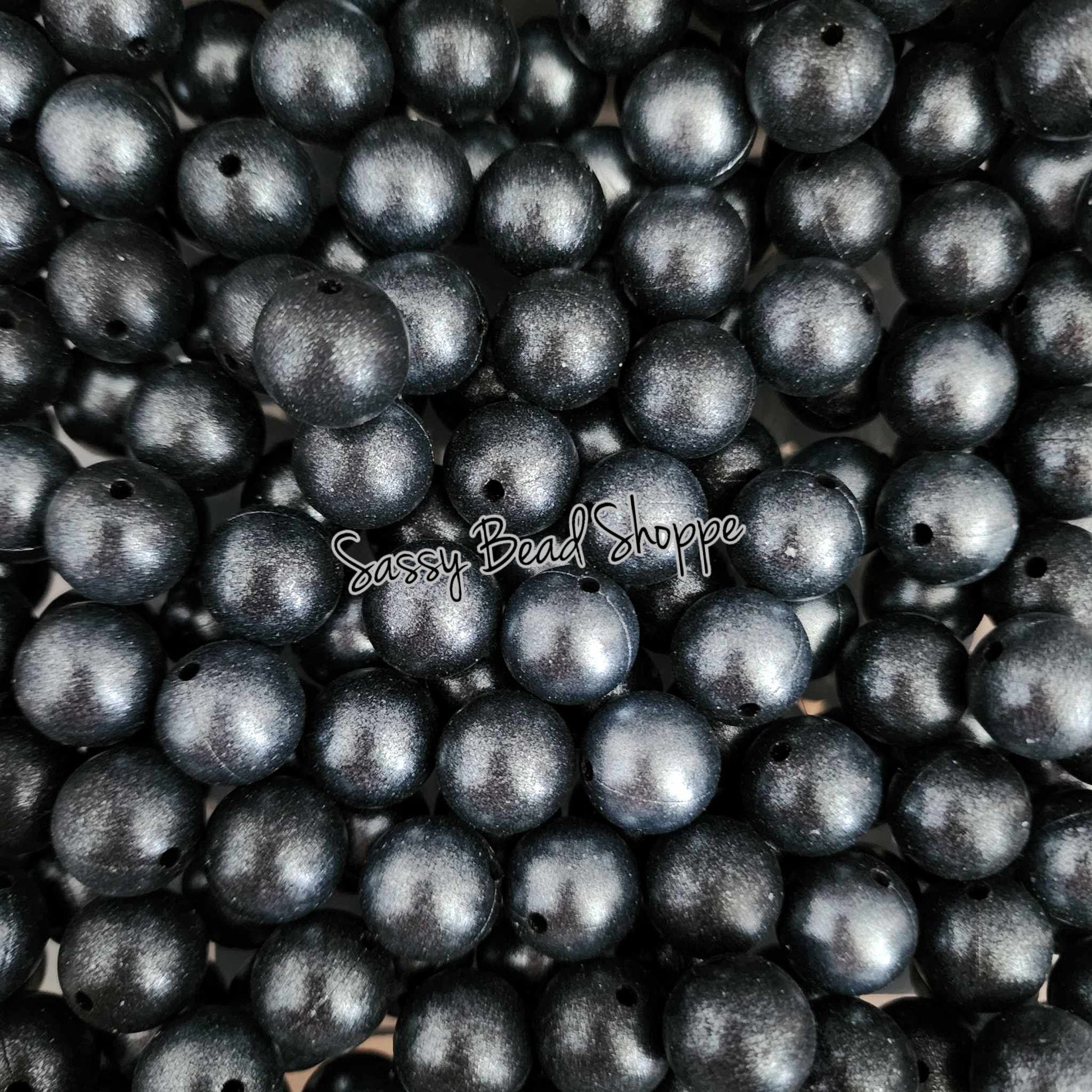 15mm Black Shimmer Silicone Beads - Sassy Bead Shoppe