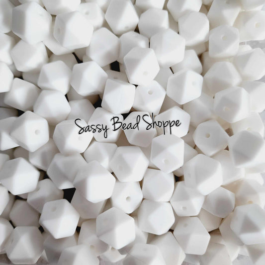 Sassy Bead Shoppe White Hexagon Silicone Beads