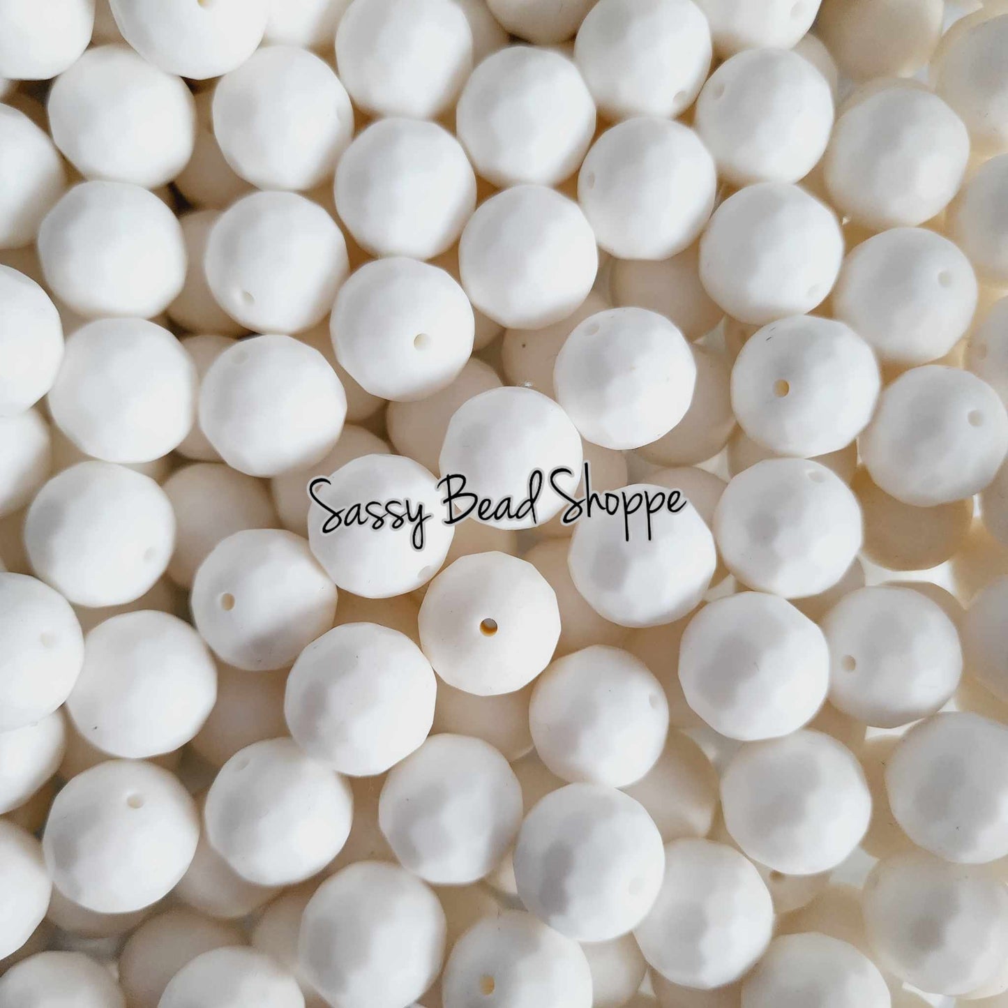 15mm White Faceted Silicone Beads - Sassy Bead Shoppe