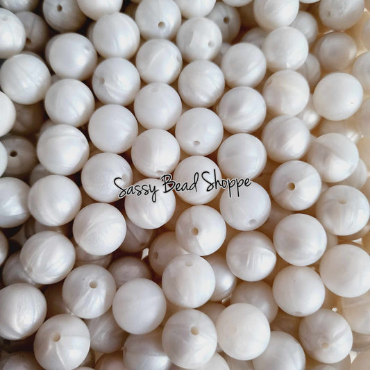 Sassy Bead Shoppe White Pearl Silicone Beads