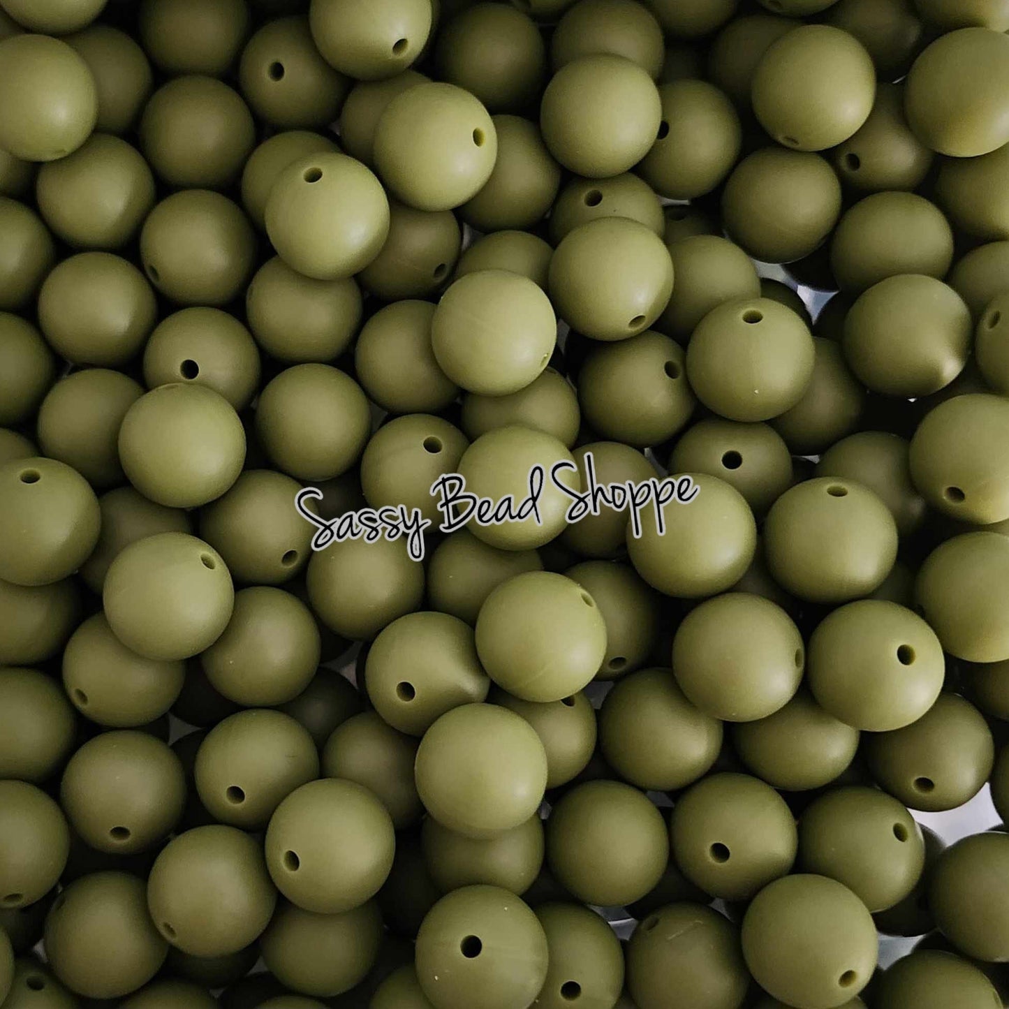 15mm Army Green Silicone Beads - Sassy Bead Shoppe