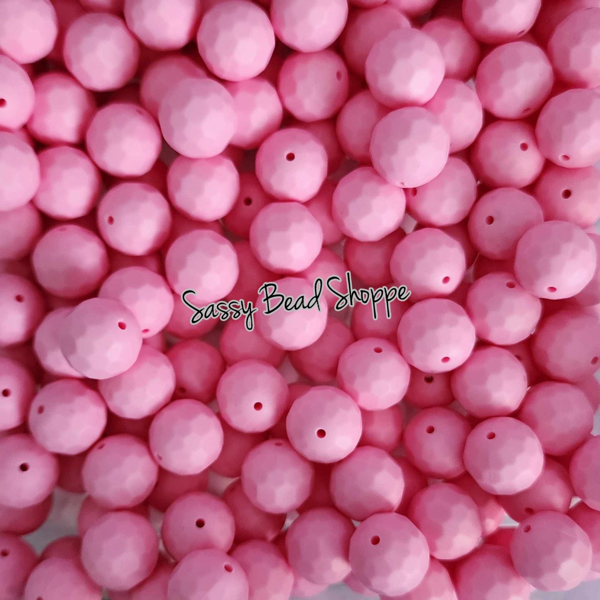 15mm Bubblegum Pink Faceted Silicone Beads - Sassy Bead Shoppe