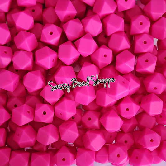 Fuchsia 13mm Hexagon Silicone Beads - Sassy Bead Shoppe