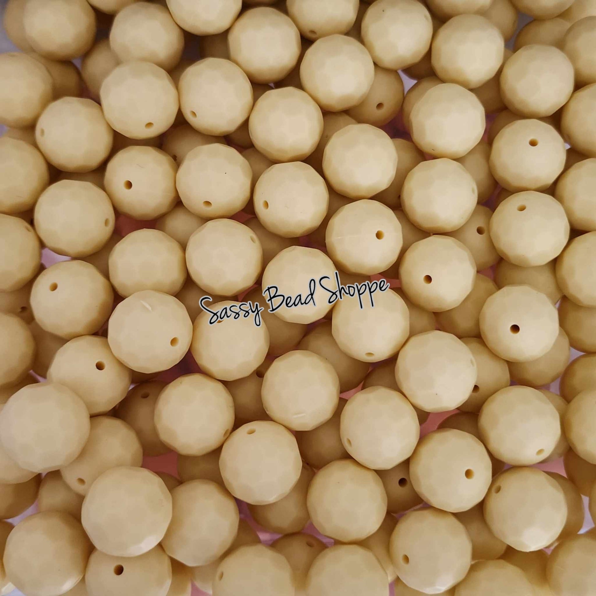 15mm Vanilla Faceted Silicone Beads - Sassy Bead Shoppe