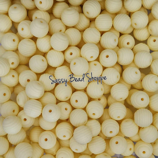 Sassy Bead Shoppe Cream Yellow Stripe Silicone Beads