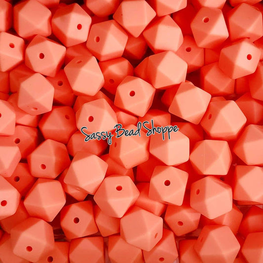 Sassy Bead Shoppe Coral Hexagon Silicone Beads
