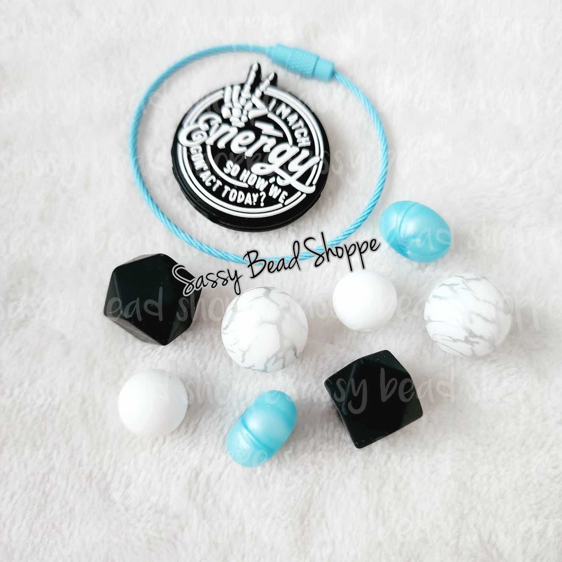 Sassy Bead Shoppe Calm & Cool Energy Tumbler Charm What you will receive in your kit