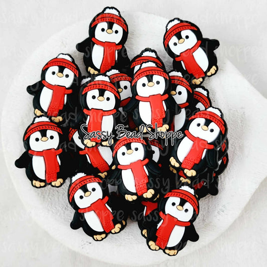 Penguin Focal Beads, Silicone Beads, Focal Beads, Beaded Pens, Focal Beads for Pens, Wristlet, Keychains, Lanyard