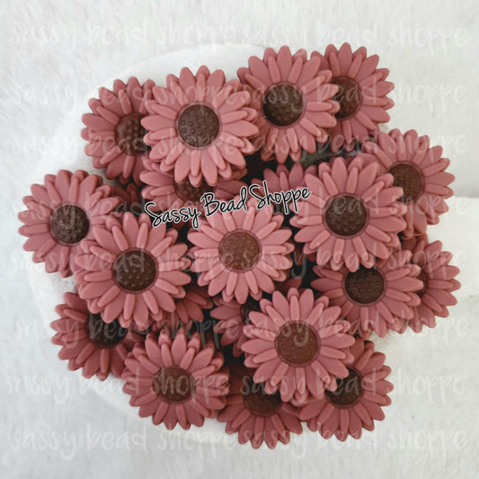 30mm Dark Mauve Daisy Focal Beads - Sassy Bead Shoppe