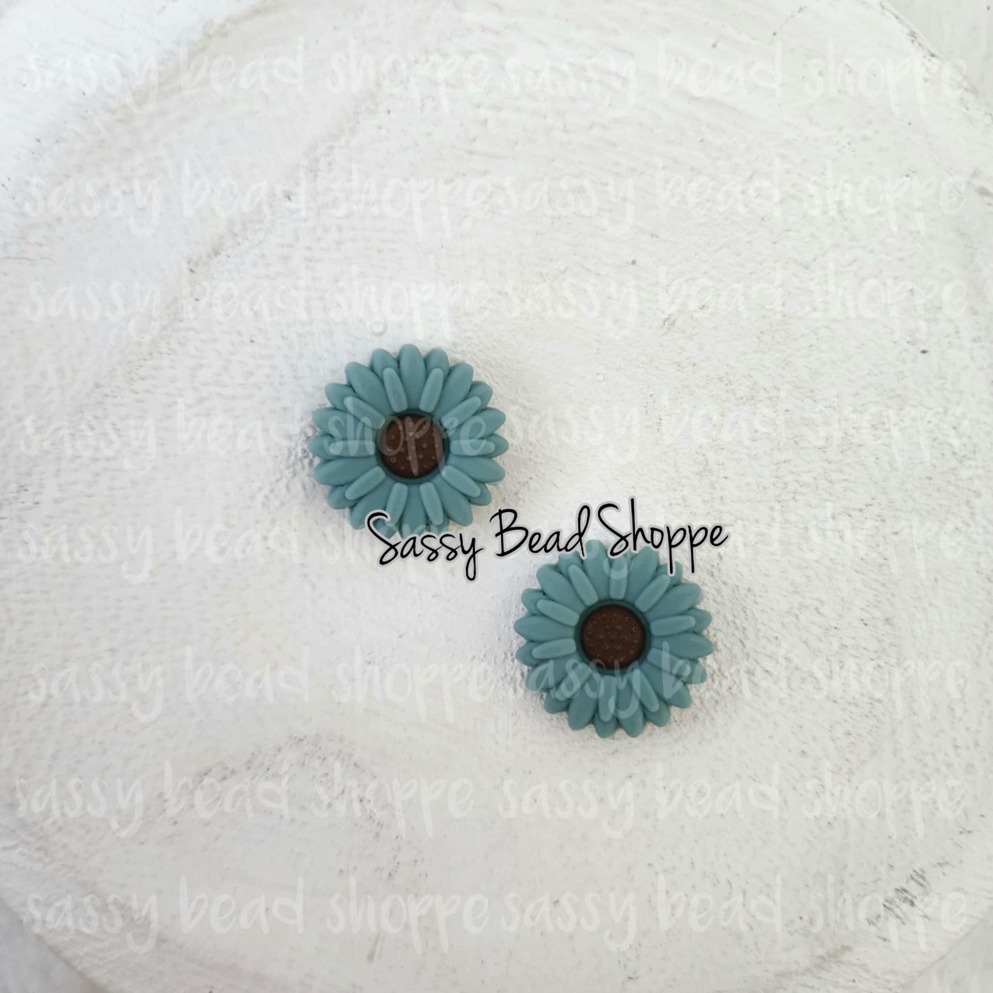 Sassy Bead Shoppe Dusty Blue Daisy Focal Bead