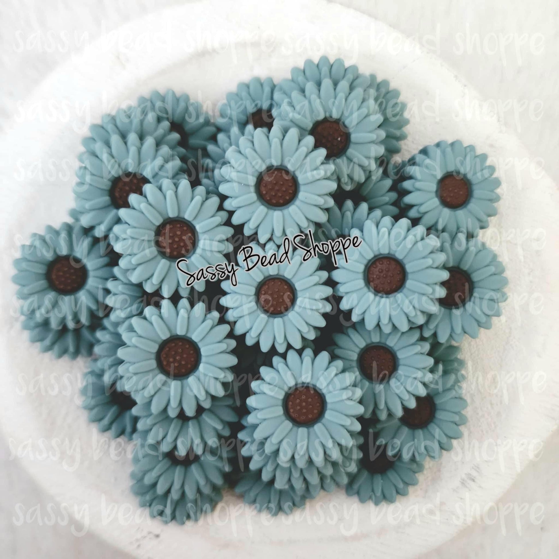 Sassy Bead Shoppe 20mm Dusty Blue Daisy Focal Bead