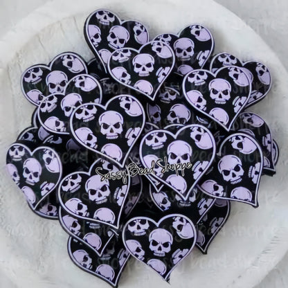 Sassy Bead Shoppe Lavender Skull Heart Focal Bead