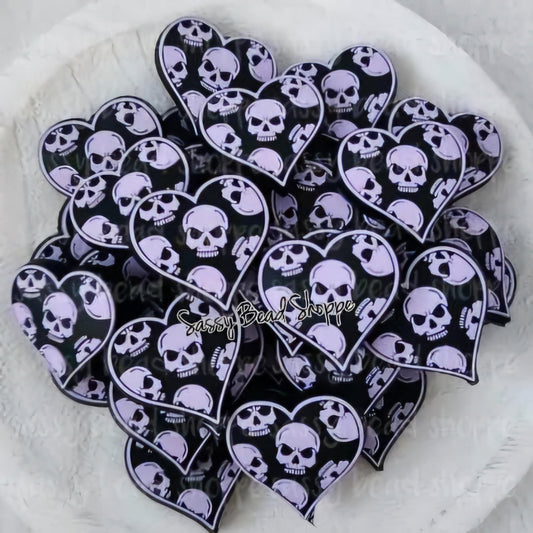 Lavender Skull Heart Focal Beads - Sassy Bead Shoppe