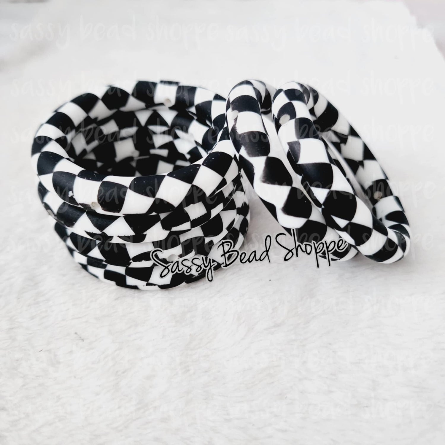 65mm Checkered Print Silicone Ring - Sassy Bead Shoppe