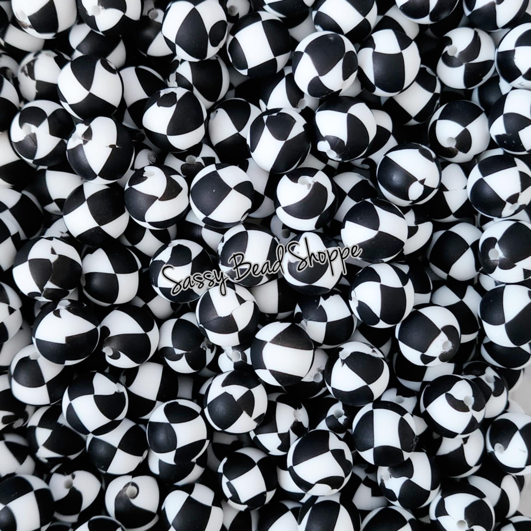 15mm Checkered Silicone Beads - Sassy Bead Shoppe