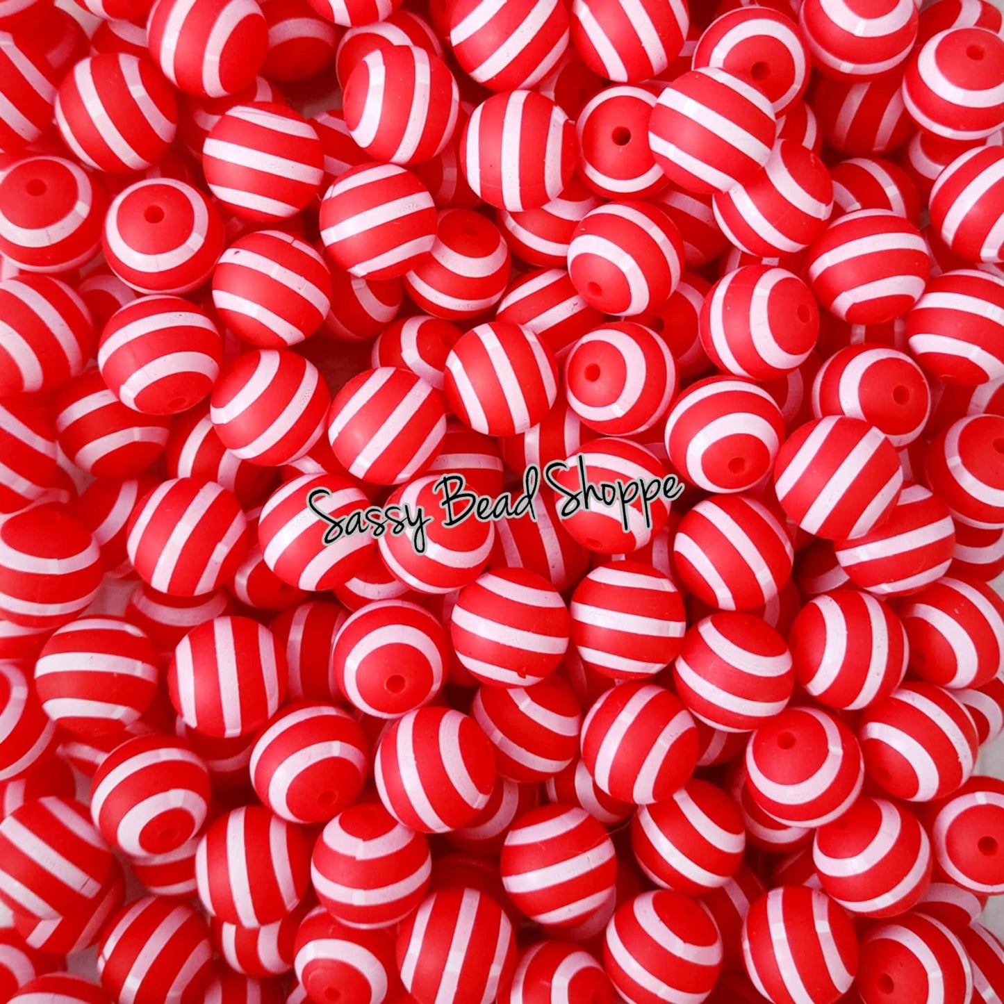 Sassy Bead Shoppe Red Stripe Silicone Beads