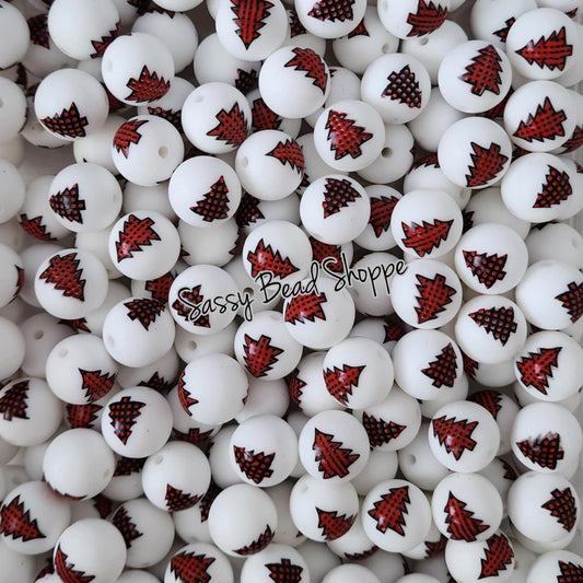 Sassy Bead Shoppe Plaid Tree Silicone Beads