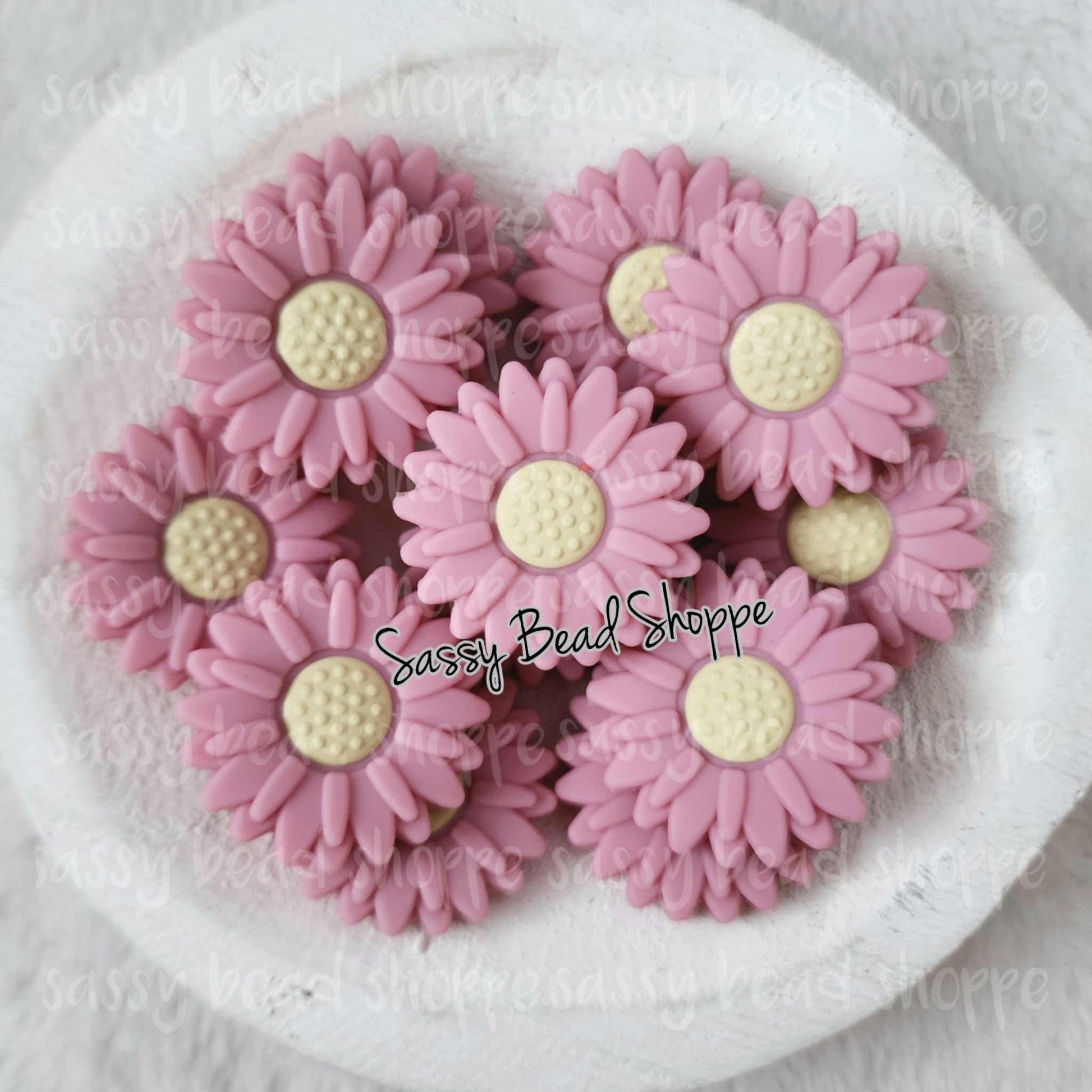 Sassy Bead Shoppe 30mm Mauve Daisy Focal Bead