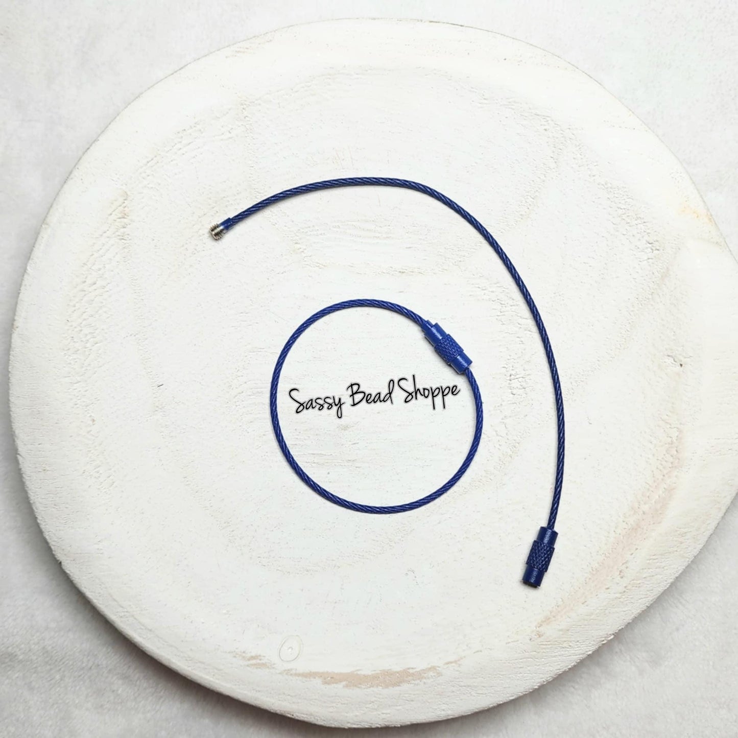 Blue Beverage Cup Charm Ring for Silicone Beads, Stainless Steel Cable Keyrings, Wire Cable Keychain, Bogg Bag, Colored Metal Loop