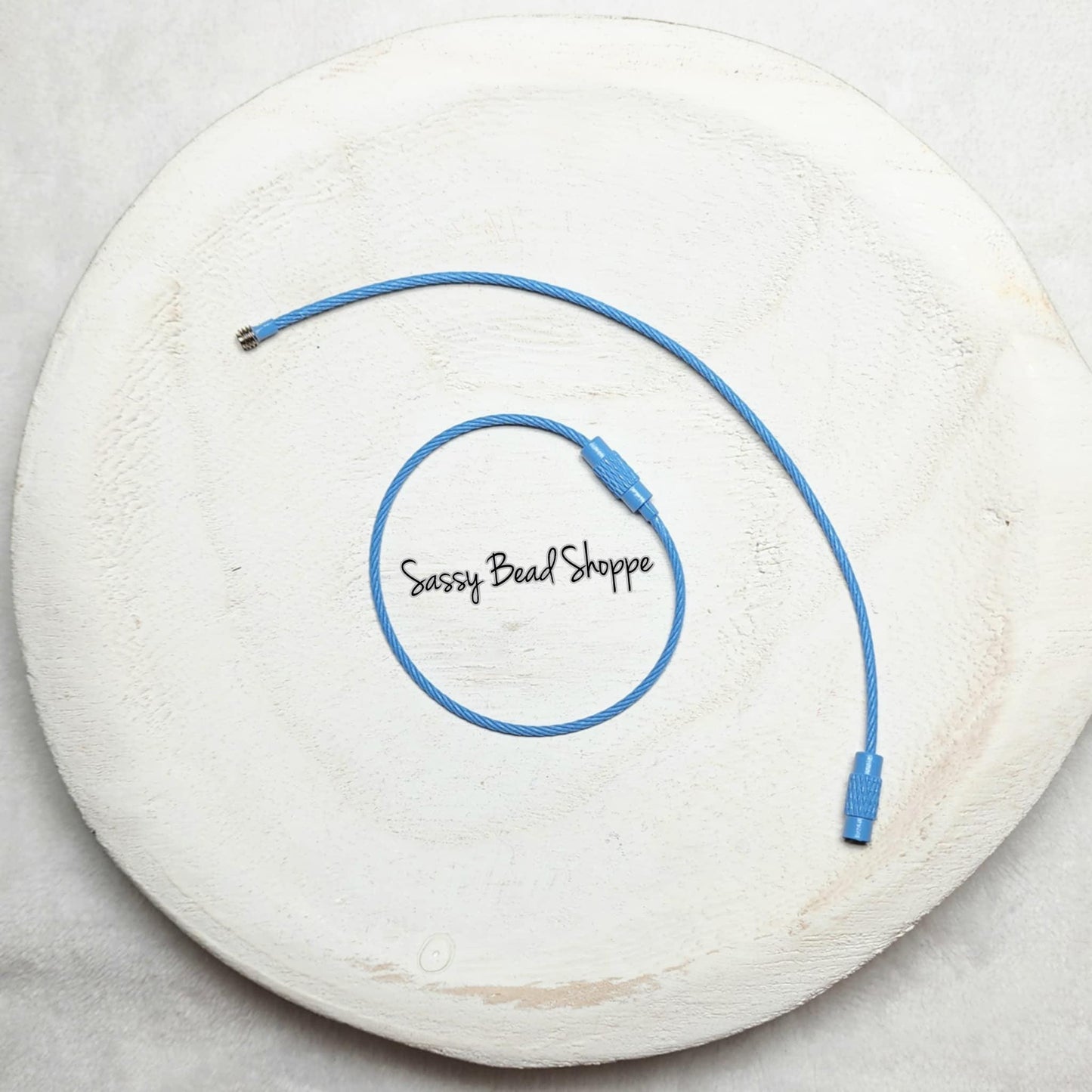 Blue Beverage Cup Charm Ring for Silicone Beads, Stainless Steel Cable Keyrings, Wire Cable Keychain, Bogg Bag, Colored Metal Loop