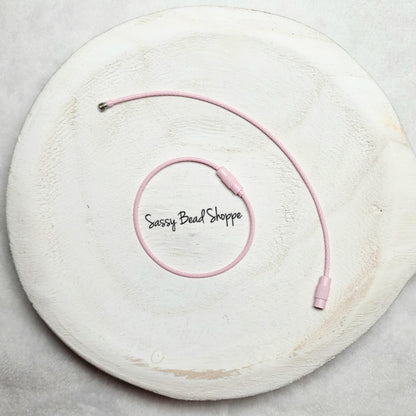 Pink Beverage Cup Charm Ring for Silicone Beads, Stainless Steel Cable Keyrings, Wire Cable Keychain, Bogg Bag, Colored Metal Loop