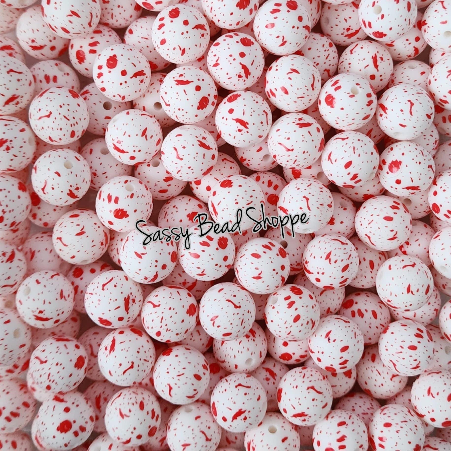 Sassy Bead Shoppe Red Splatter Silicone Beads