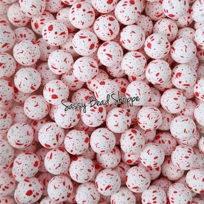 Sassy Bead Shoppe Red Splatter Silicone Beads