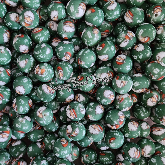 Sassy Bead Shoppe Green Santa Silicone Beads