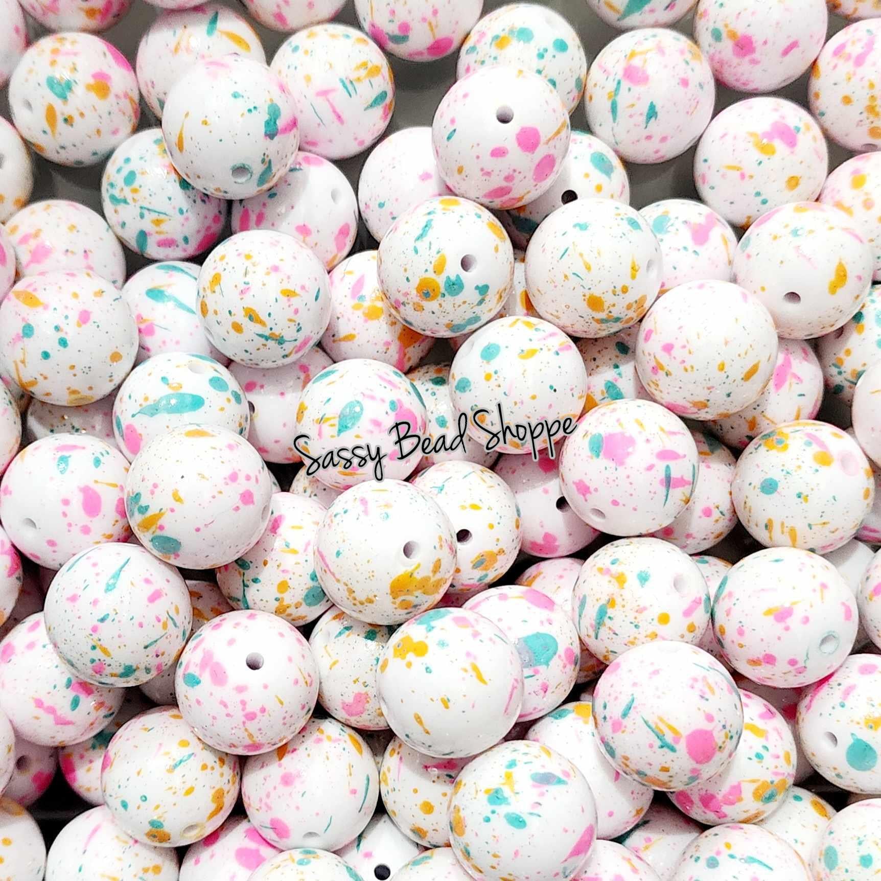 20MM Pastel Splatter Chunky Bubblegum Beads, Acrylic Beads in Bulk, 20mm Bubble Gum Beads, 20mm Chunky Beads