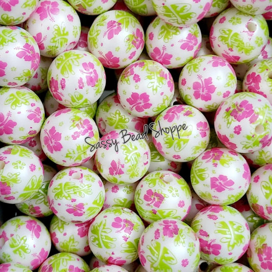 20MM Hibiscus Chunky Bubblegum Beads, Acrylic Beads in Bulk, 20mm Bubble Gum Beads, 20mm Chunky Beads