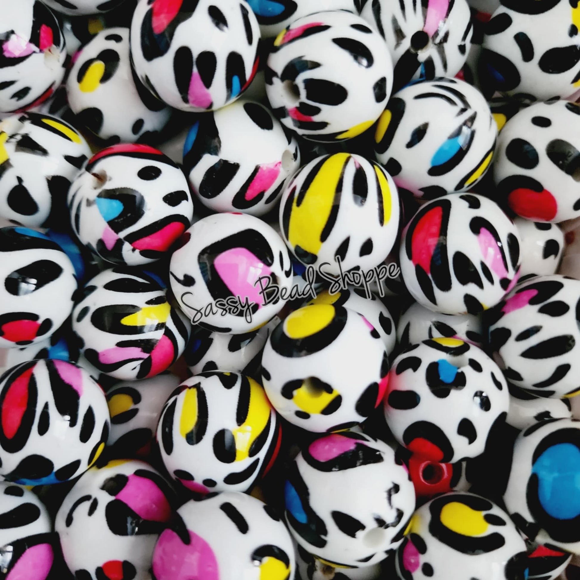 20MM Colorful Leopard Chunky Bubblegum Beads, Acrylic Beads in Bulk, 20mm Bubble Gum Beads, 20mm Chunky Beads