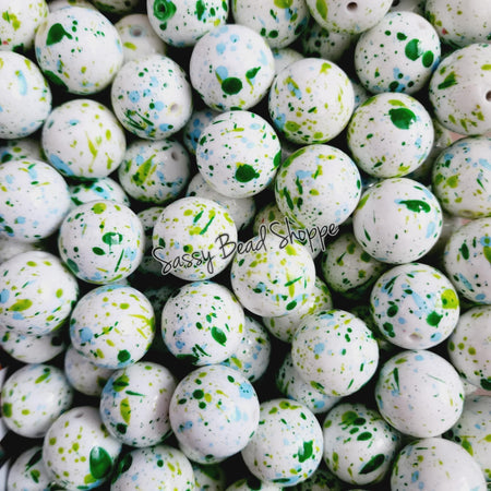 20MM Blue Green Splatter Beads