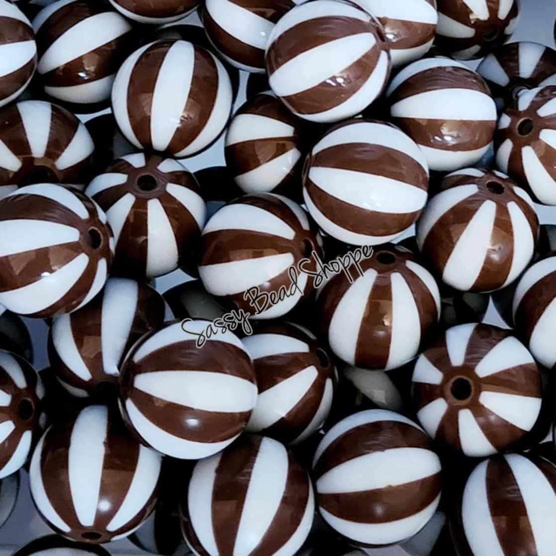 20MM Brown Beachball Beads - Sassy Bead Shoppe