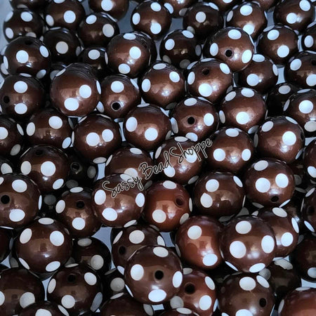 20MM Brown Polka Dot Beads