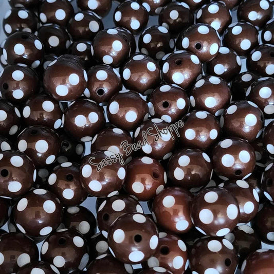 20MM Brown Polka Dot Chunky Bubblegum Beads, Acrylic Beads in Bulk, 20mm Bubble Gum Beads, 20mm Chunky Beads