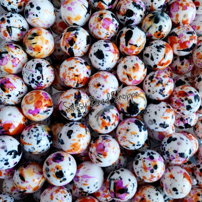 20MM Halloween Splatter Chunky Bubblegum Beads, Acrylic Beads in Bulk, 20mm Bubble Gum Beads, 20mm Chunky Beads